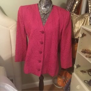 OSCAR DE LA RENTA STUNNING ELEGANT Pink Skirt SUIT US 14 with fancy buttons